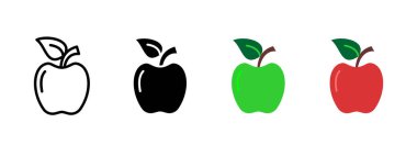 Apple icon. Fresh and healthy fruit symbol. Organic food vector illustration. Natural nutrition and vitamin source pictogram. Juicy and delicious diet concept.