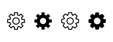 Settings icon. Gear and cogwheel symbols in different styles vector illustration. Configuration and system control interface symbol. Adjustment and mechanical process sign. Engineering pictogram.
