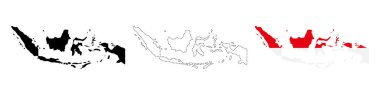 Indonesia map. Detailed silhouette of Indonesian archipelago with multiple islands vector illustration. Geographic representation of Southeast Asian country symbol. Political territory sign.