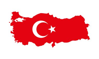 Hindi haritası. Hilal ve yıldız vektör illüstrasyonunu da içeren bayrak renkleriyle ulusal Türk haritası. Jeopolitik, eğitici ve turistik kullanım sembolü ülke işareti. Ulusal kimlik resmi