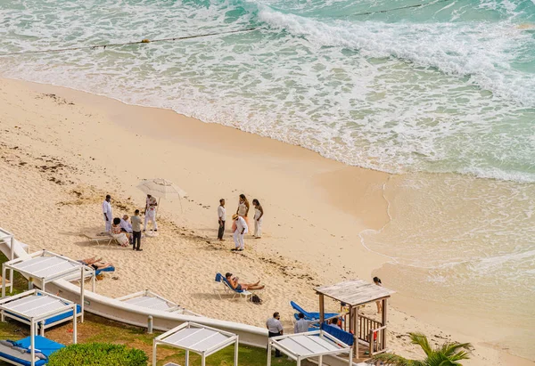 Blick Von Oben Auf Den Schönen Strand Karibischer Strand Mit — Stockfoto
