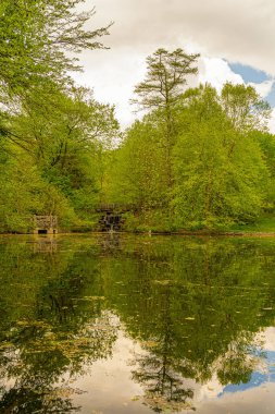 Prospect Park, Brooklyn New York 11 Mayıs 2020, Brooklyn, New York. Binnen Köprüsü, Prospect Park, odak dışı suda yansıma.