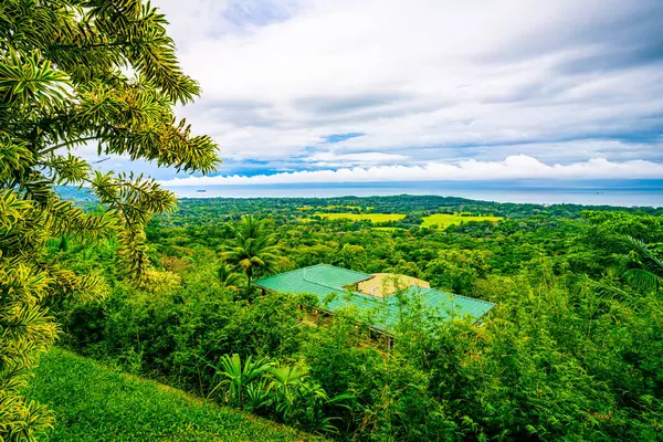 Verdant Landschap Van Pacifische Kust Costa Rica Met Weelderige Regenwoud Stockafbeelding