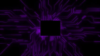 Siyah arkaplanda soyut neon çizgiler.