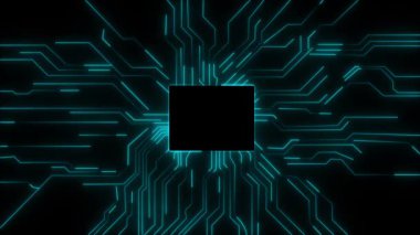 Neon çizgileri ile soyut fütüristik arkaplanın 3 boyutlu görüntüsü.