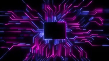 Soyut fütüristik parlak neon çizgileri arka plan. 3d illüstrasyon