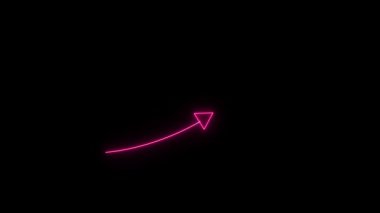 Ok işareti. Koyu arkaplanda neon simgesi.