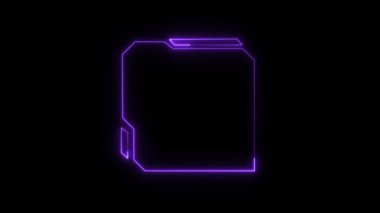Siyah arkaplanda parlayan boş neon kare çerçeve. boş boşluk.