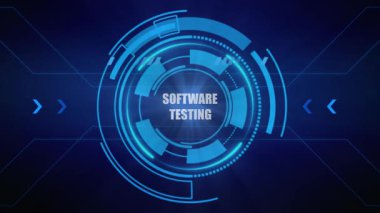 yazılım teknolojisi konsepti. yazılım geliştirme. Sanal ekrandaki yazılım. 3d illüstrasyon.