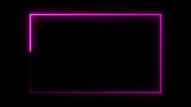Koyu arkaplanda neon ışık çerçevesi. boş kopyalama alanı. 3d oluşturma.