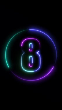 Koyu arkaplanda altı numaralı neon ışıkları