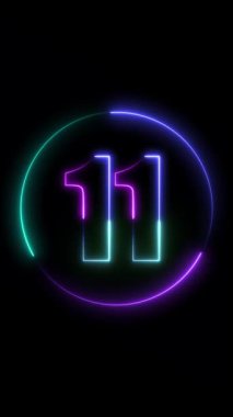 11 numara neon ışığı. Neon ışıkta bir numara. Karanlık arka planda izole. vektör illüstrasyonu