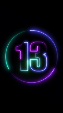 Neon ışıkları altında 11 numara. 3d oluşturma