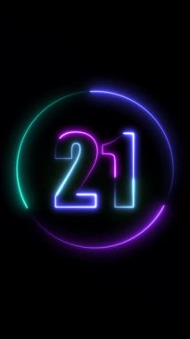 Koyu mavi arkaplanda 27 numaralı parlayan neon. Koyu mavi arkaplanda üç boyutlu yansıma..