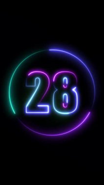 3 d numara 23 neon ışığı siyah arkaplanda. 3d oluşturma