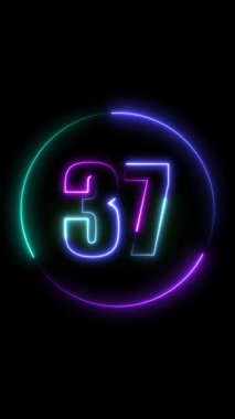 Üç boyutlu neon ışıklar. Mavi neon ışıklı neon sayısının neon numarası.