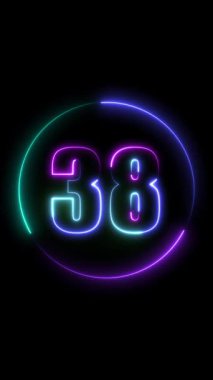 Neon renginin 3 d numarası, siyah arkaplan üzerindeki neon numaralı logonun 3 d tasarımı.