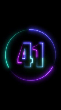 Siyah arkaplanda 4 numaralı neon. 3d illüstrasyon