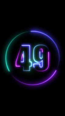 3 d numara 5 4 numara mavi arkaplanda neon ışık yazı tipi