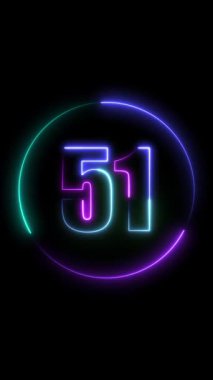 3 d numara neon ışıklı ışıklar, 3 boyutlu resimleme.