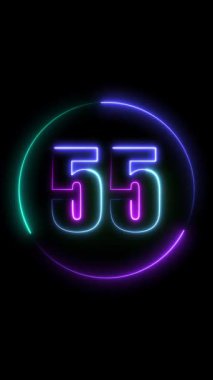 Neon numarası 55. 3d oluşturma.