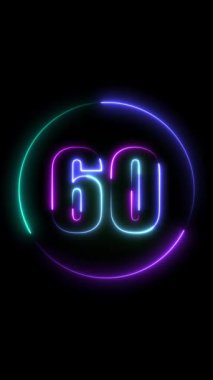 Siyah arkaplanda 3 d neon numarası 6 0.