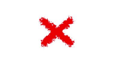 Beyaz arkaplanda v harfi çapraz işareti.