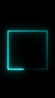 Koyu arkaplanda mavi ışık ve parlak çizgiler olan neon çerçeve. Metnin için boş yer. vektör 10