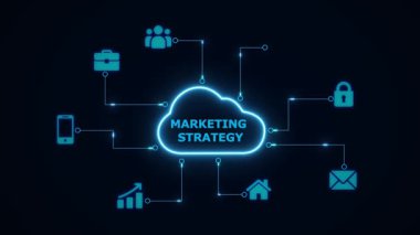 Bağlı çizgiler, noktalar ve simgeler ile iş konsepti stratejisi