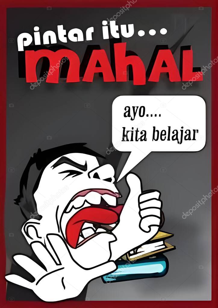 Cartoon style illustration with bold typography saying contains Indonesian text: 
