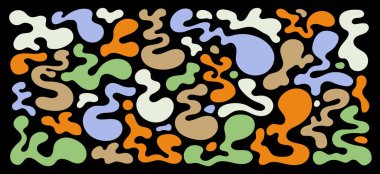 Düz sıvı seti. Modern grafik tasarımı için renkli soyut sıvı elementler. Vektör seti