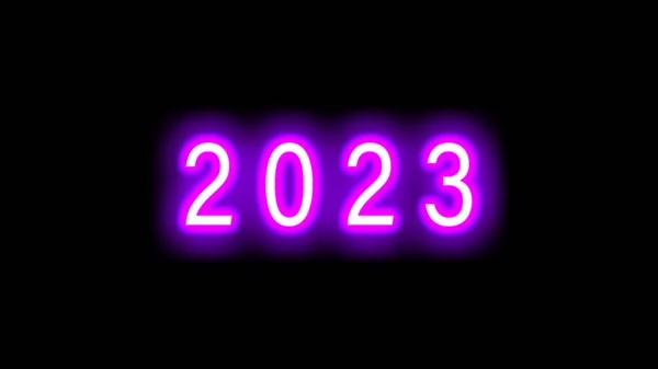 新年快乐2023 具有霓虹灯字体的美丽创意假日背景 复制设计空间 — 图库照片