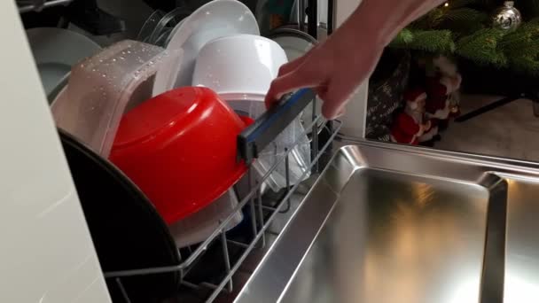 Clean Dishes Dishwasher Washing Housework Routine Hygiene Domestic Chores — Vídeos de Stock