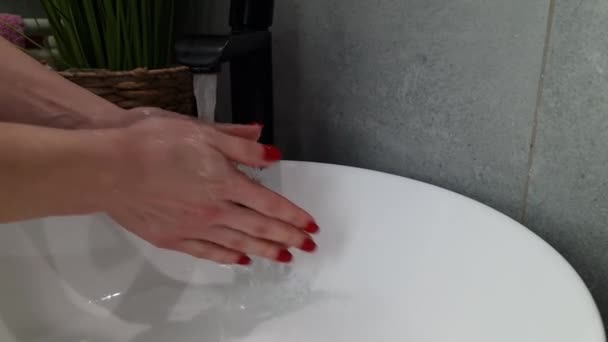 Woman Washing Her Hands Homeor Public Toilet Hygiene Sanitary Concept — Vídeo de Stock