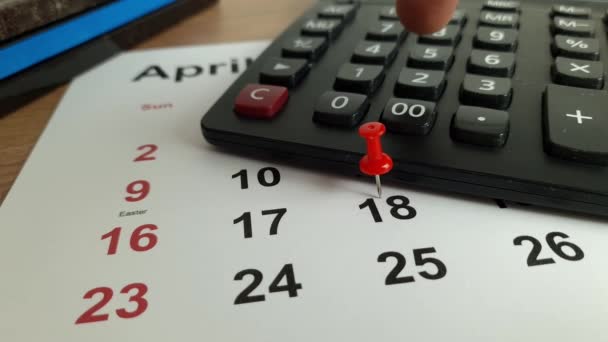 Tax Payment Day Marked Calendar April 2023 Financial Concept — Stock video