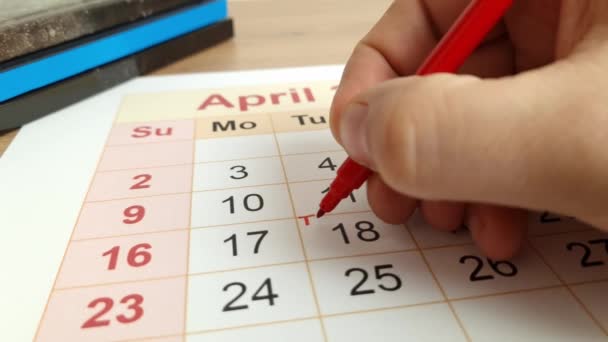 Tax Payment Day Marked Calendar April 2023 Financial Concept — Αρχείο Βίντεο