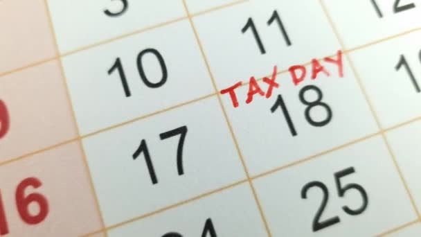 День Сплати Податків Відзначений Календарі Квітня 2023 Фінансова Концепція — стокове відео