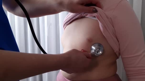 Doctor Examining Child Patient Stethoscope Healthcare Medicine Concept — Videoclip de stoc