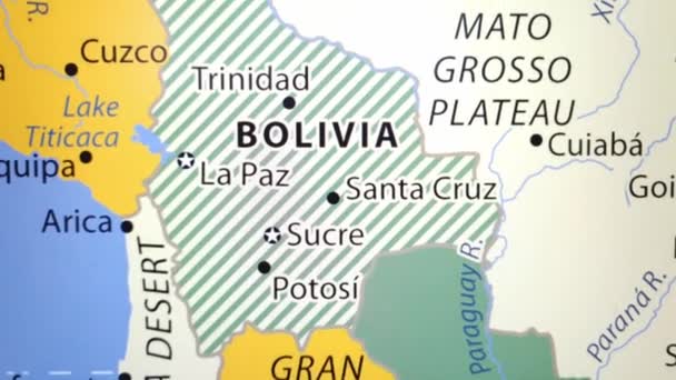 Карта Боливии Отображается Экране Цифрового Устройства — стоковое видео