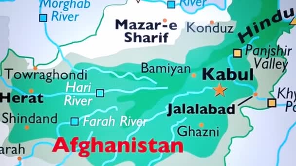 Mapa Afganistán Mostrado Pantalla Del Dispositivo Digital — Vídeos de Stock