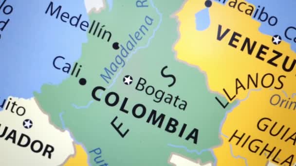 Colombia Karta Visas Digital Enhet Skärm — Stockvideo