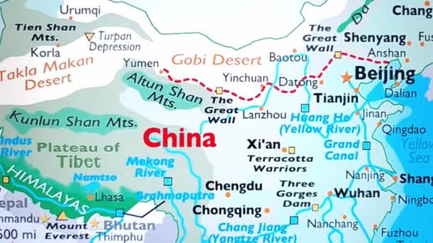 Mapa Chin Wyświetlana Ekranie Urządzenia Cyfrowego — Wideo stockowe