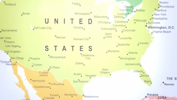 Mapa Usa Wyświetlana Ekranie Urządzenia Cyfrowego — Wideo stockowe