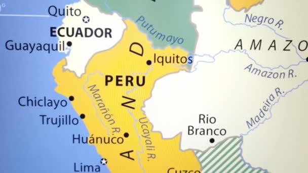 Mappa Perù Visualizzata Sullo Schermo Del Dispositivo Digitale — Video Stock