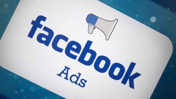 Конске Польша Апреля 2023 Года Логотип Facebook Ads Отображается Экране — стоковое видео