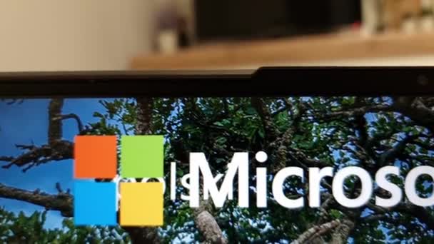 Konskie Polen April 2023 Microsoft Bing Zoekmachine Website Weergegeven Laptop — Stockvideo