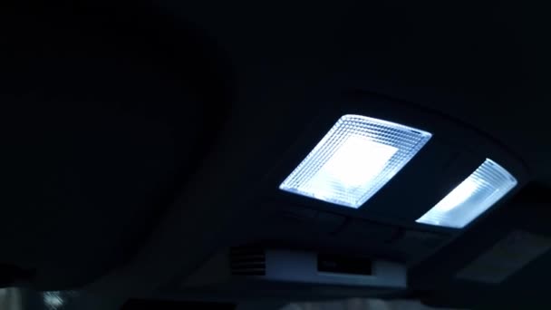 Interior Moderno Carro Iluminação Led Transporte Conceito Viagem Rodoviária — Vídeo de Stock
