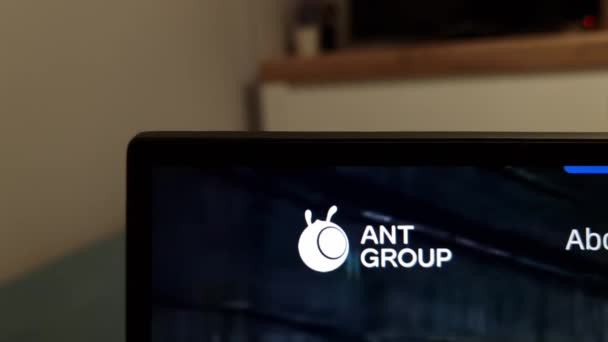 Konskie Poland April 2023 Ant Group Website Shown Laptop Computer — 图库视频影像