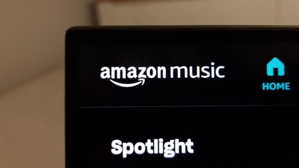 Konskie Polandia Mei 2023 Amazon Music Streaming Platform Website Display — Stok Video