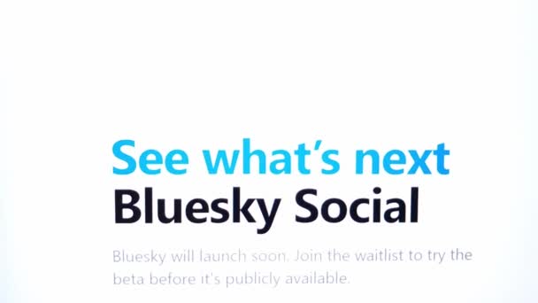Konskie Polen Maj 2023 Bluesky Sociala Nätverk Protokoll Och Nätverkstjänst — Stockvideo